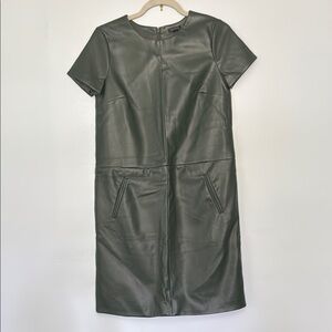 Ann Taylor Dress Size 0 Elegant Green Faux Leather Dress